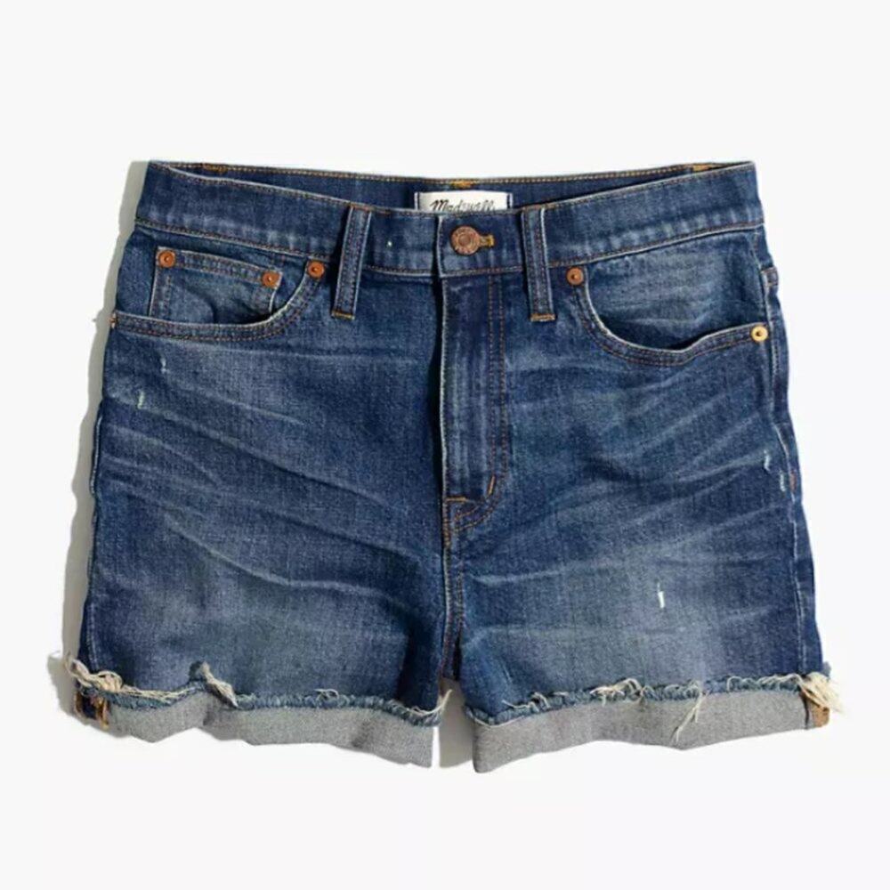 MADEWELL High-Rise Denim Jean Shorts in Glenoaks Wash